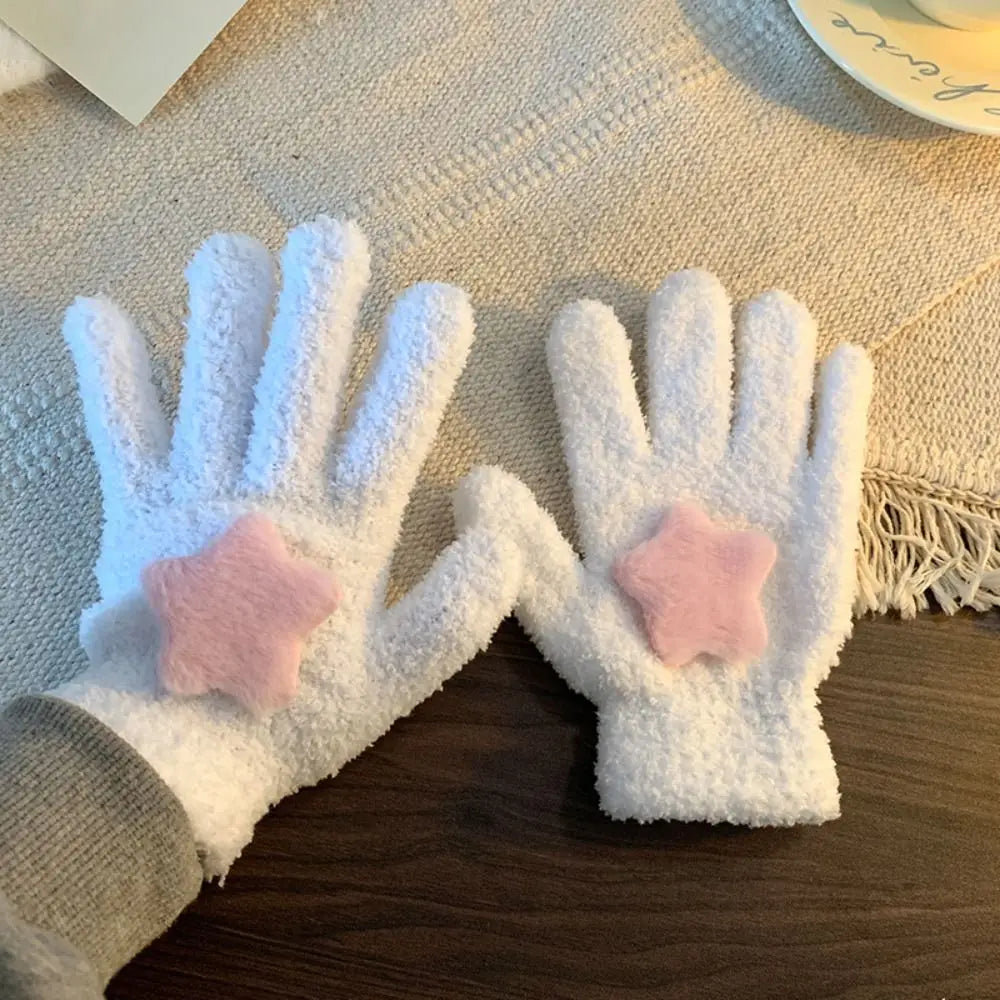 Women's Cute Plush Coral Velvet Windproof Winter Gloves Winter Plush Gloves P3