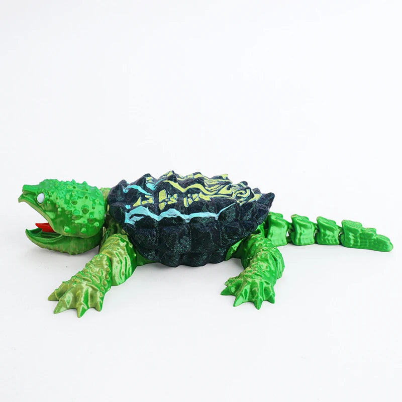 3D Printed Articulated Turtle Fidget Toy | Flexible Reptile Figurine Fidget Figurine Toy P3