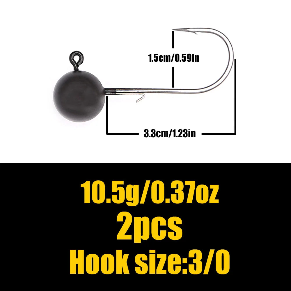 B&U Tungsten Jig Head Hooks 3/0 4/0 – Barbed Bass & Pike Tackle Jig Head Hooks P3 10.5g 2pcs