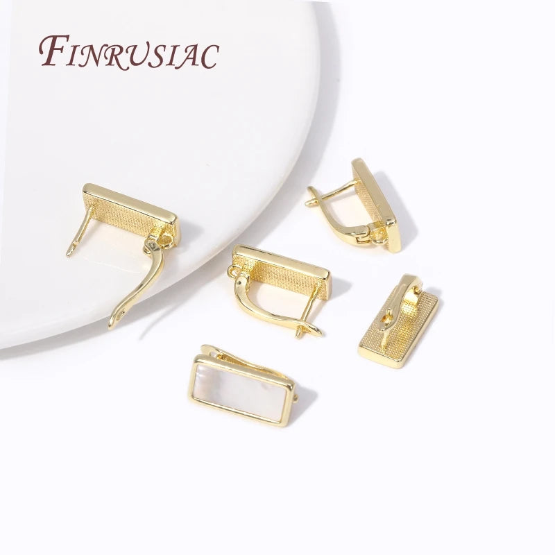 18K Gold Plated Shell Rectangle Earring Hooks for DIY Jewelry Earring Hooks Findings P3