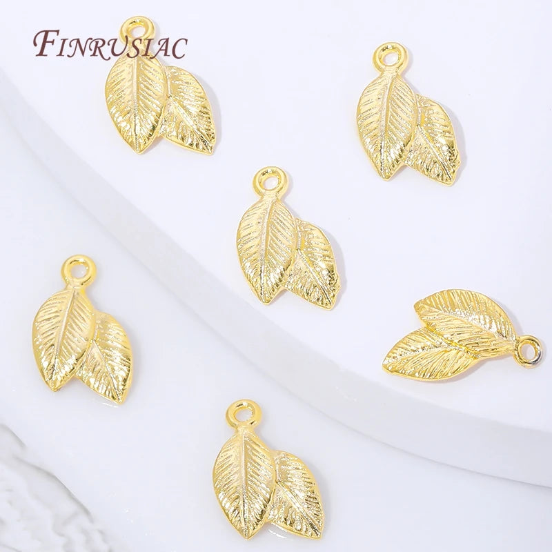 18K Gold Plated Brass Double Leaf Charm Connectors – 10/20 Pcs Jewelry Charm Connectors P3