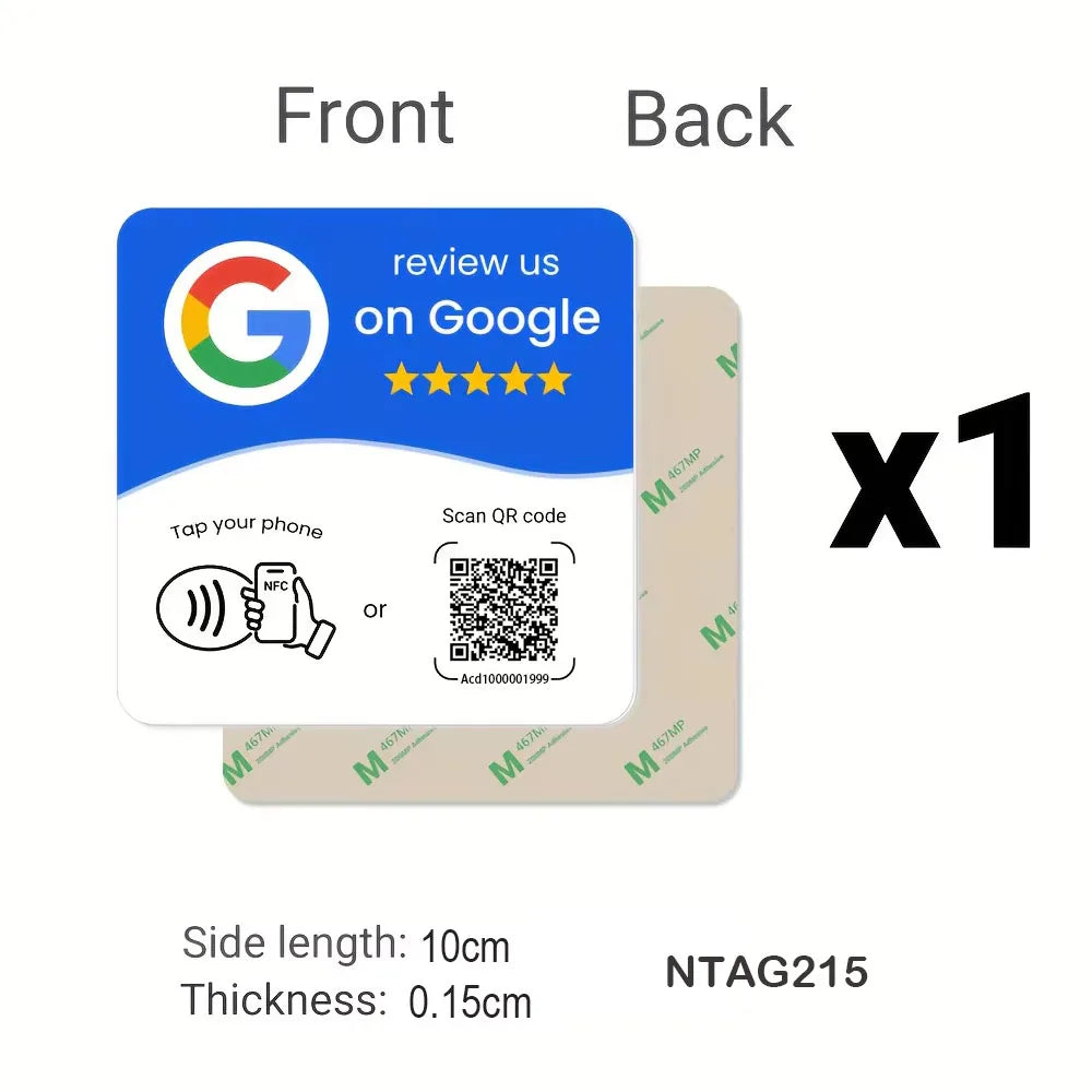 NFC 215 Programmable Google Review Standing Card & QR Code NFC Review Card P3 NTAG215 White