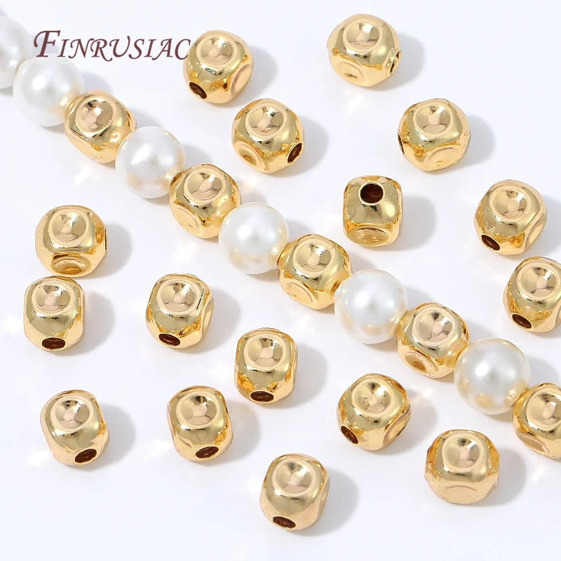 18K Gold Plated Spacer Beads | Brass Crushed Beads 10/20Pcs Jewelry Spacer Beads P3