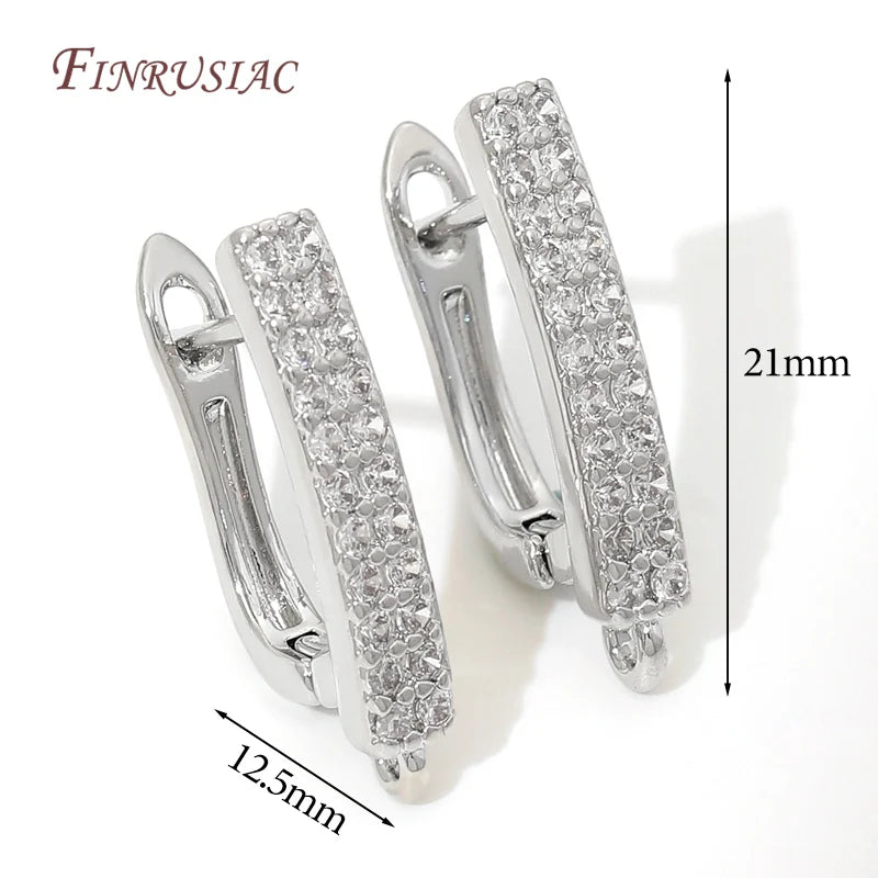 18K Gold Plated CZ Lever Back Earring Hooks | DIY Findings Earring Findings P3 Rhodium Plated 2 Pairs