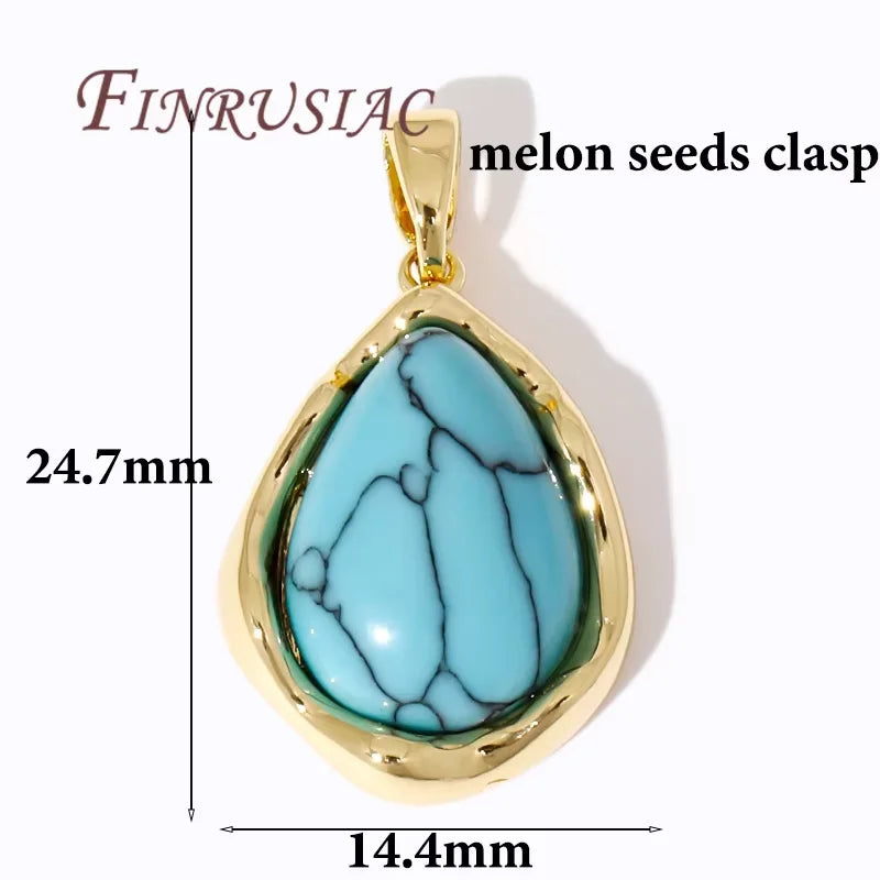 18K Gold Plated Natural Stone Charms – DIY Jewelry Pendants Jewelry Charm Pendant P3 18K Real Gold Plated 2 pieces