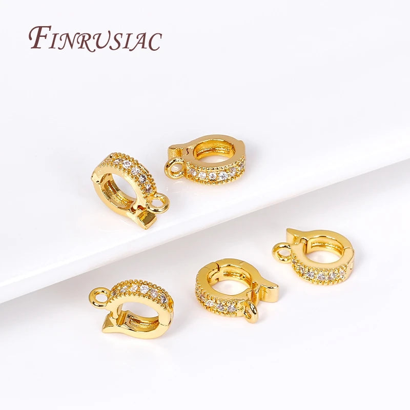 18K Gold Plated Pavé Zircon Pearl Enhancer Bail Clasp – DIY Jewelry Finding Clasp P3