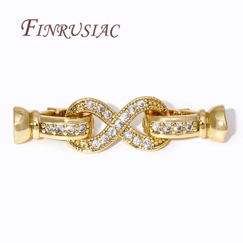 18K Gold Plated Brass Zircon Clasp Connector for DIY Jewelry Jewelry Clasp Connector P3