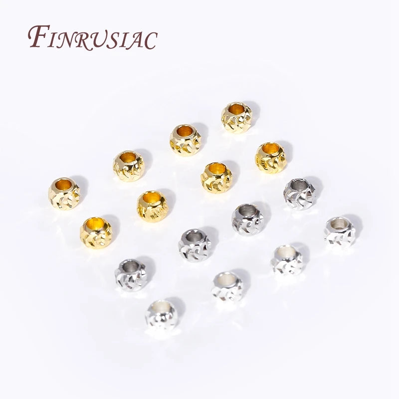 4mm 18K Gold Plated Corrugated Brass Spacer Beads for DIY Jewelry Jewelry Spacer Beads P3