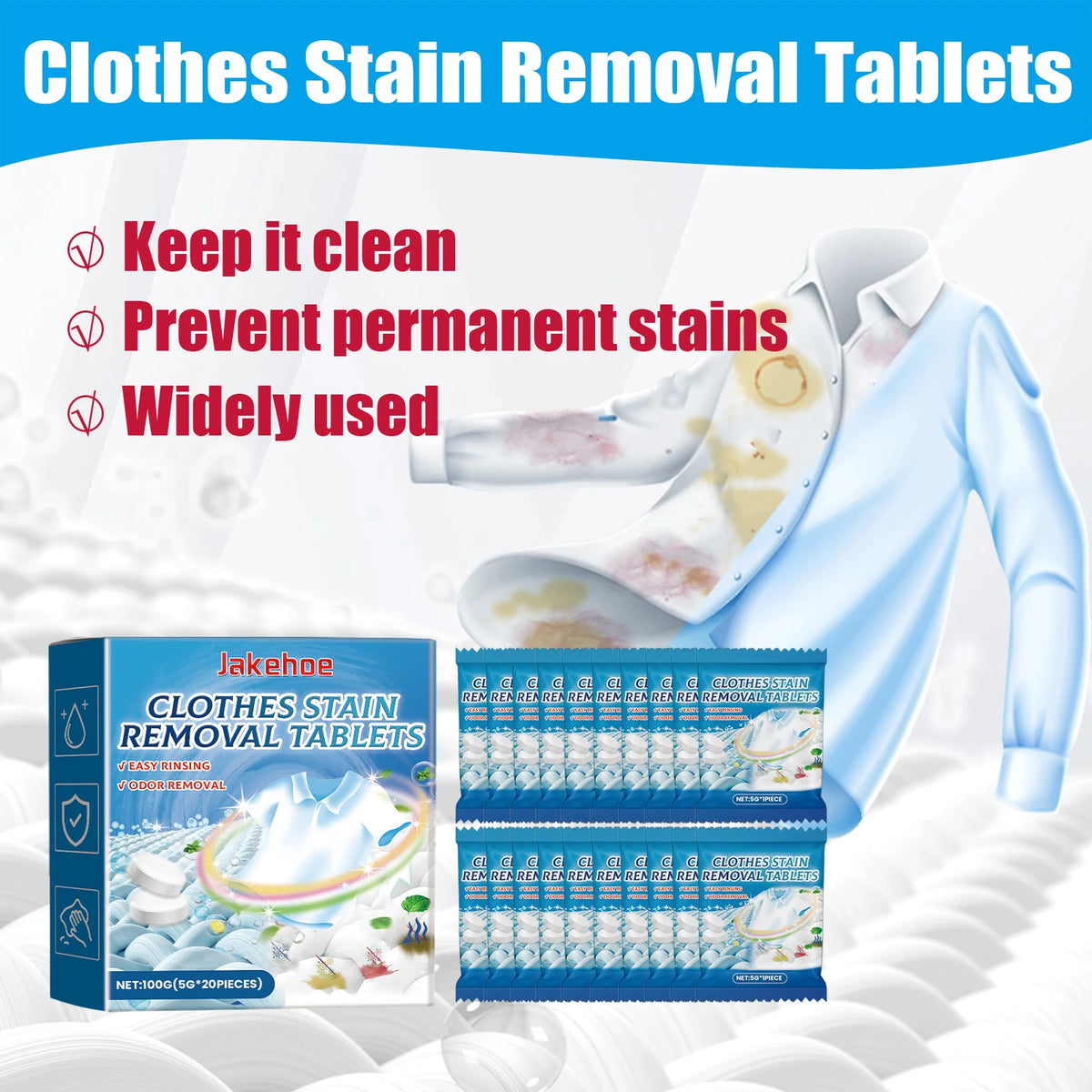JAKEHOE Laundry Effervescent Tablets 20PCS – Deep Clean Laundry Cleaning Tablets P3