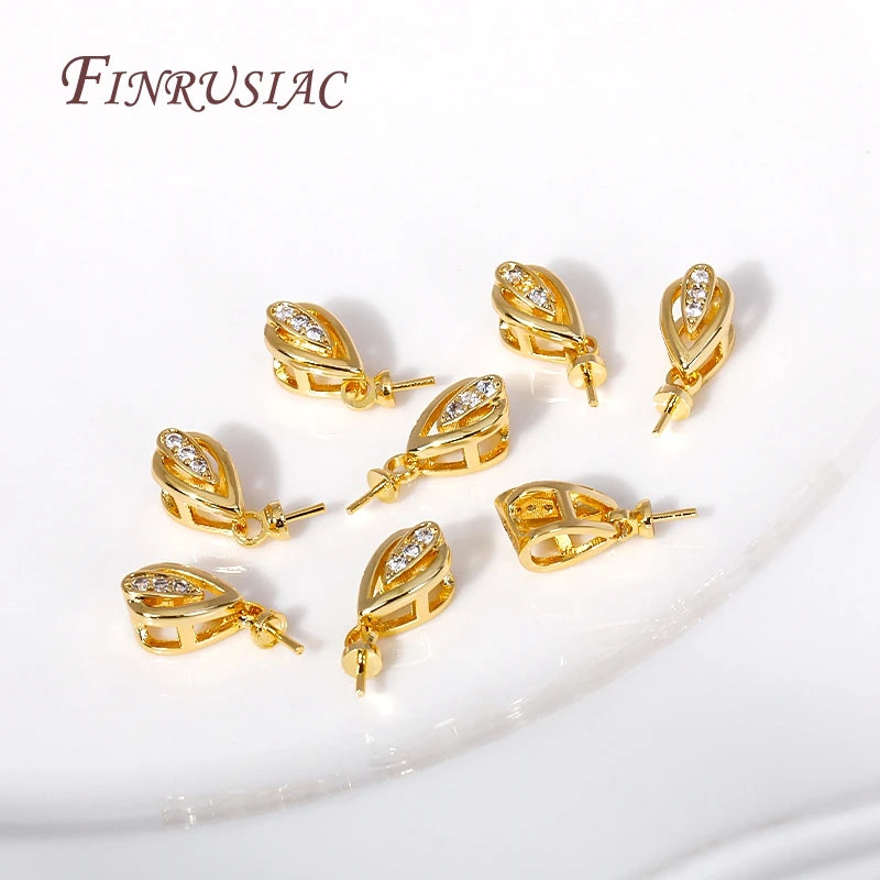 18K Gold Plated Zircon Pearl Pendant Bail | DIY Jewelry Finding Pendant Bail Finding P3