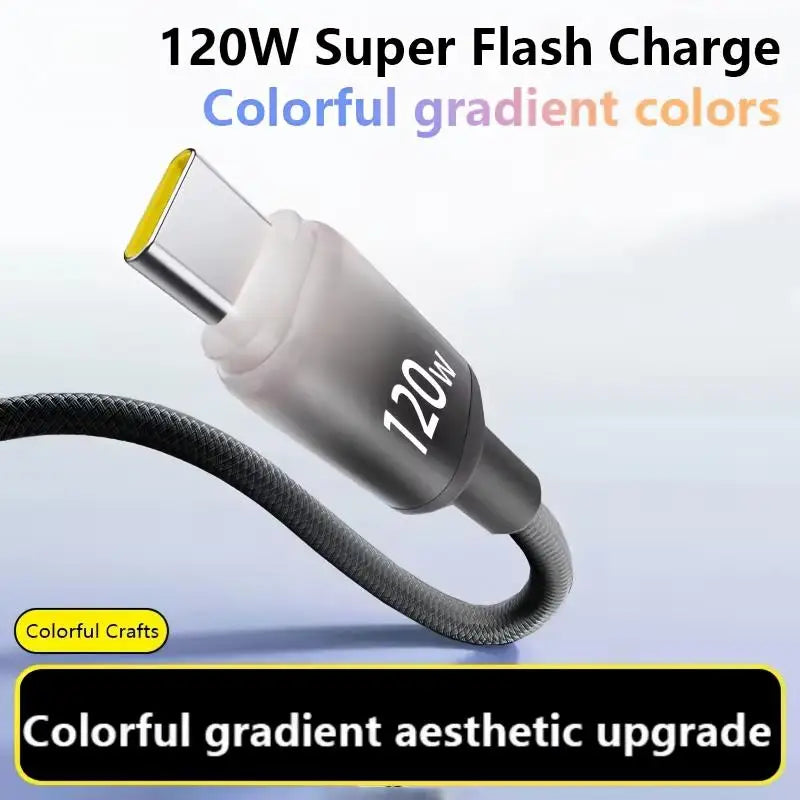 120W USB-C Braided Fast Charging Cable | iPhone & Android USB-C Charging Cable P3