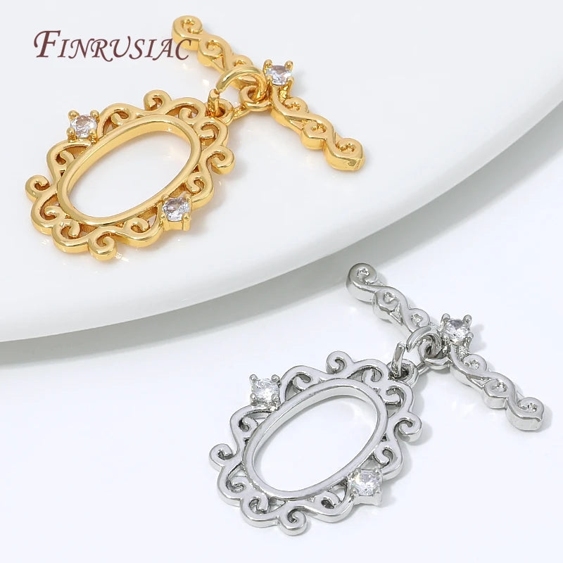 18K Gold Plated OT Toggle Clasp with Zircon – DIY Jewelry Making Toggle Clasp Finding P3