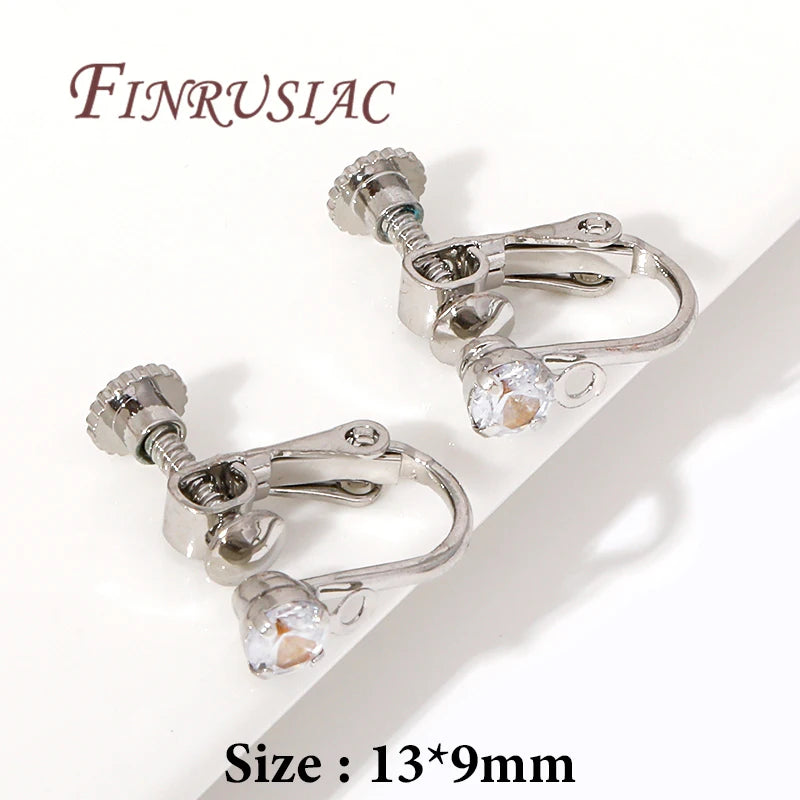14K/18K Gold Plated Screw Clip Earring Converters | DIY Findings Earring Findings P3 Rhodium Plated 12 pcs