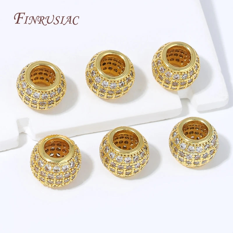 18K Gold Plated CZ Micro Pavé Barrel Spacer Beads | Jewelry Making Jewelry Making Beads P3