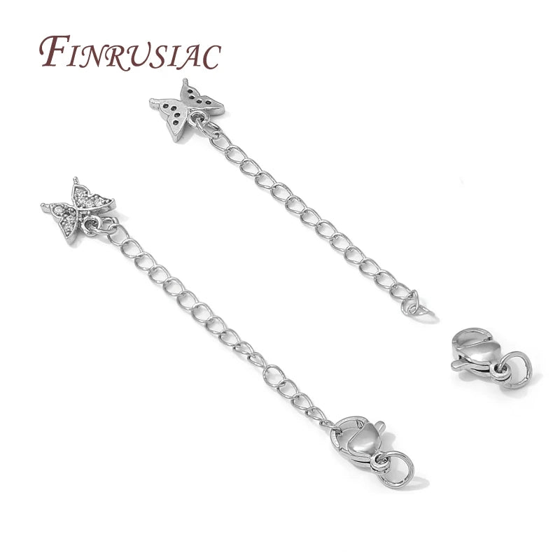 Rhodium Butterfly Extension Chains with Lobster Clasps – DIY Jewelry Jewelry Chain Extender P3