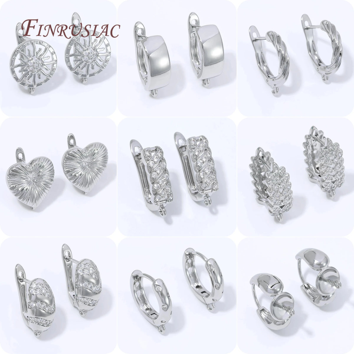 18K Gold Plated CZ Twisted Huggie Hoop Earring Clasps for DIY Earring Jewelry Findings P3
