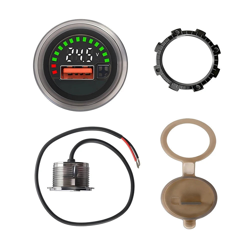 DC 7–30V Waterproof Digital Voltmeter & Battery Indicator Digital Voltmeter P3 USB Port