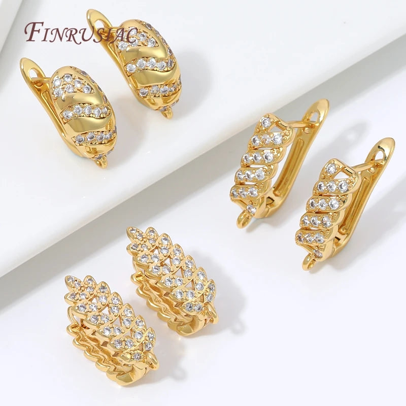 18K Gold Plated CZ Huggie Hoop Earring Clasps – DIY Findings Earring Jewelry Findings P3