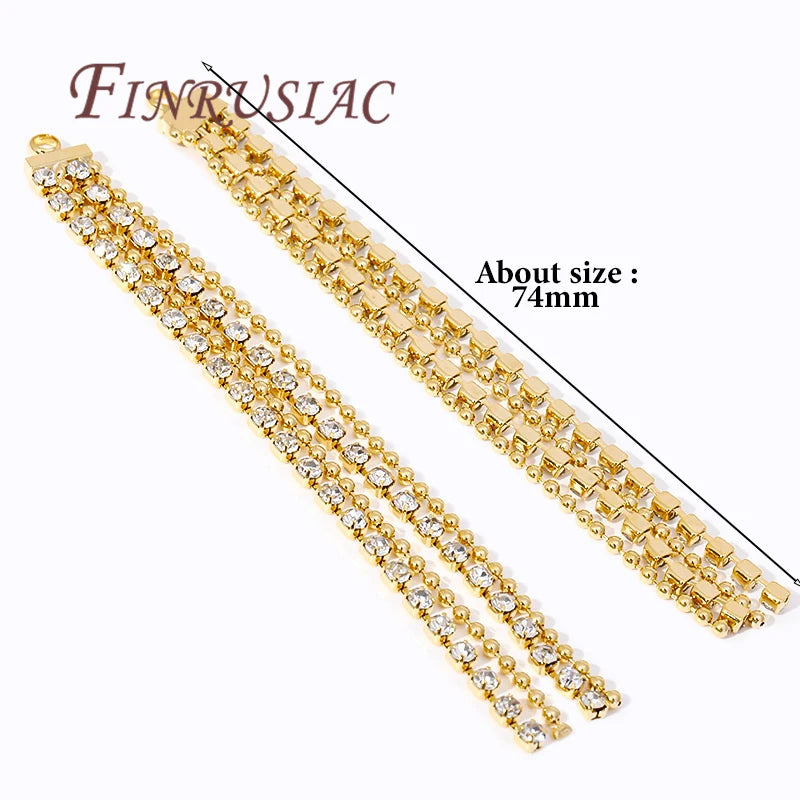 18K Gold Plated Brass Tassel Charms 74mm | DIY Earring Findings Jewelry Findings P3