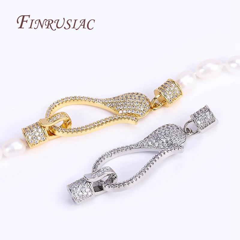 18K Gold Plated CZ Clasp Connector for Pearl Necklace DIY Jewelry Jewelry Clasp Connector P3