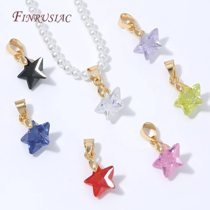 18K Gold Plated Crystal Star Pendant Charm – DIY Jewelry Jewelry Making Charm P3