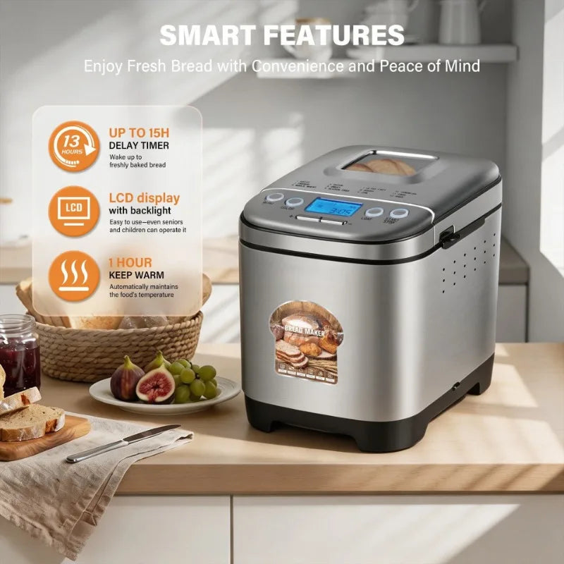 Automatic Bread Maker – LCD Display, 12 Programs & Kneading Bread Maker Machine P3