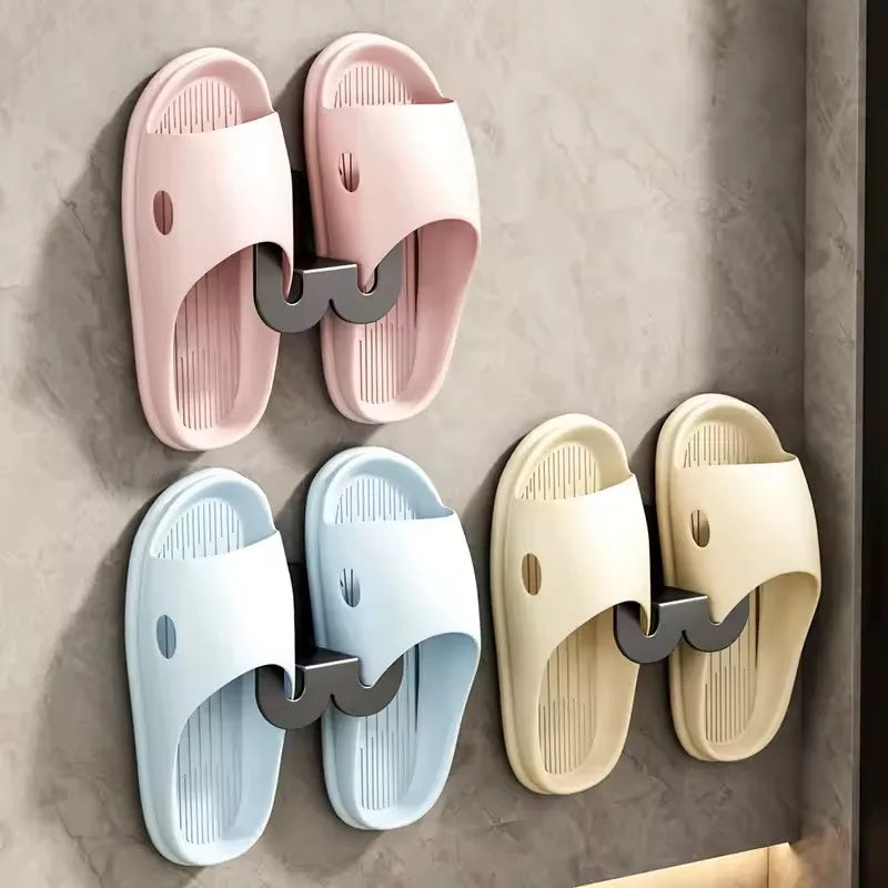 No-Drill Wall-Mounted Slipper Drying Rack – Space Aluminum Wall Storage Rack P3