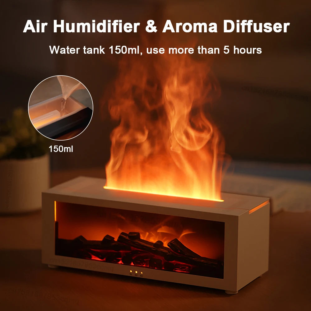 Flame Essential Oil Diffuser & Humidifier | RGB Light Aroma Oil Diffuser P3