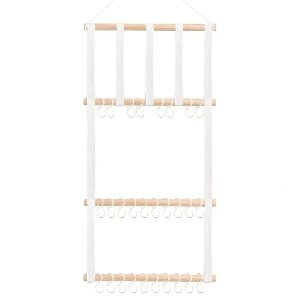 Baby Girls Bow & Hair Clip Wall Organizer – Wood Hanging Rack Hair Accessory Organizer P3 White