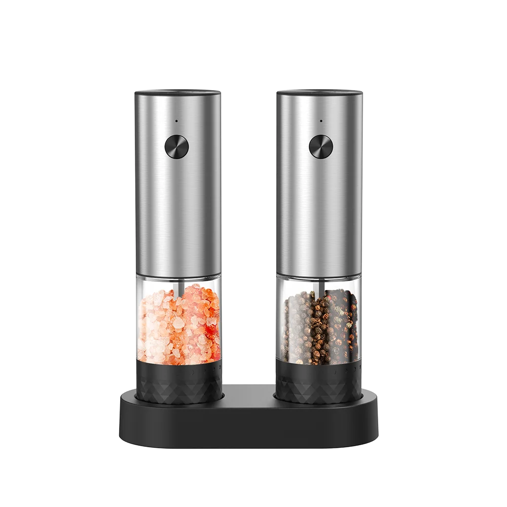 CLITON USB Rechargeable Automatic Salt & Pepper Mill Set Electric Spice Grinder P3 EG-B-BS