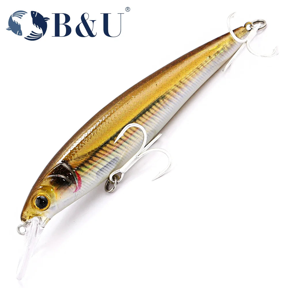B&U M120F Saltwater Jerkbait Minnow Lure – Bass Pike Wobbler Fishing Lure P3