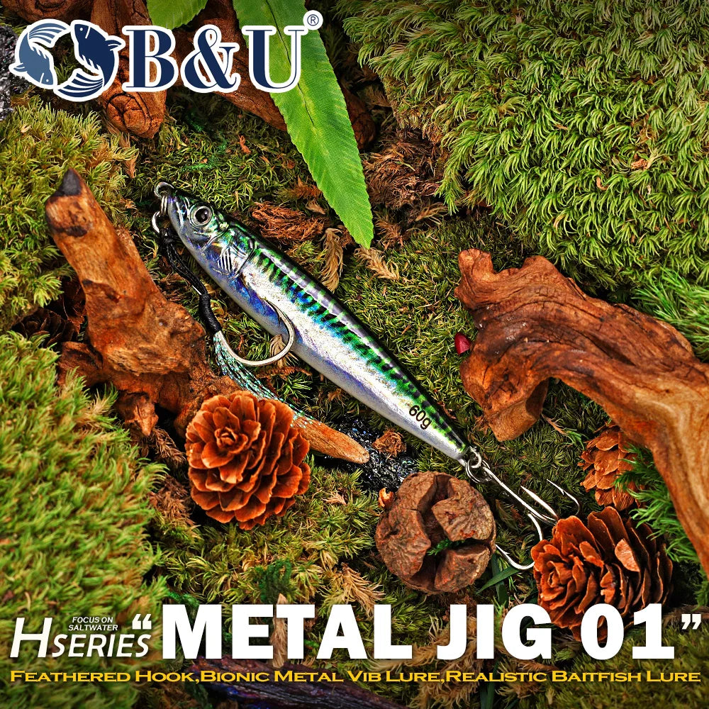 B&U UV Metal Jig Saltwater Shore Jigging Lure 30g 40g 60g Metal Jigging Lure P3
