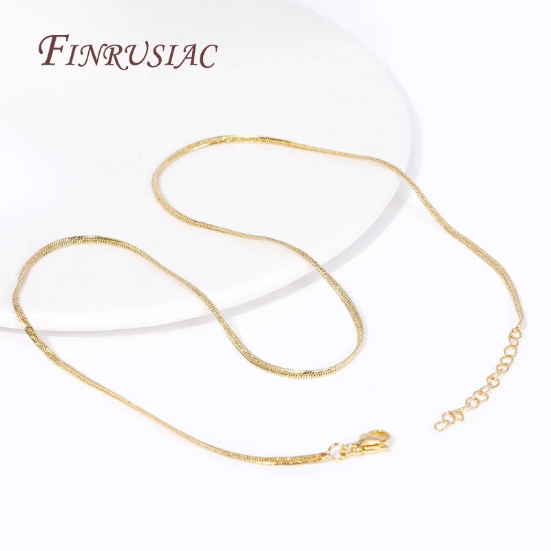 18K Gold Plated Blade Snake Chain Necklace | Brass Unisex Chain Necklace P3
