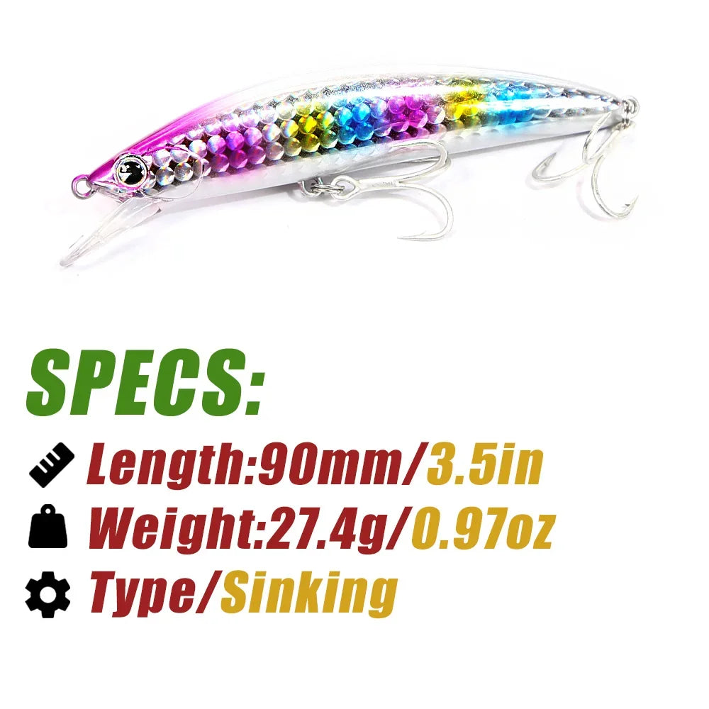 B&U 90mm Sinking Minnow Lure – Saltwater & Freshwater Sinking Minnow Lure P3