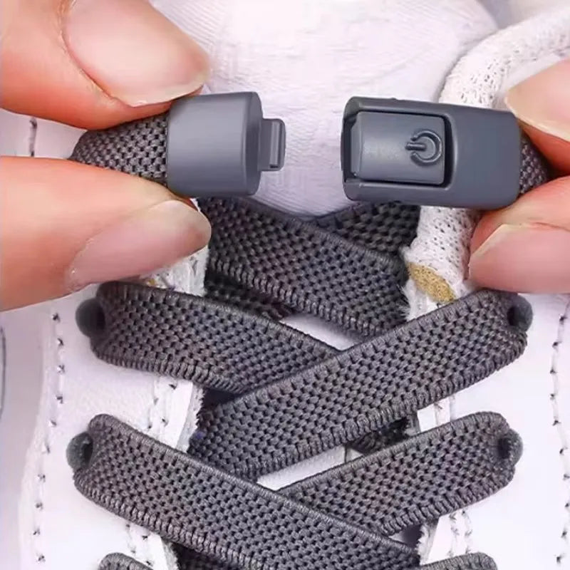 Elastic No-Tie Shoelaces Press Lock – Kids & Adults 8mm Flat Elastic Shoelaces P3