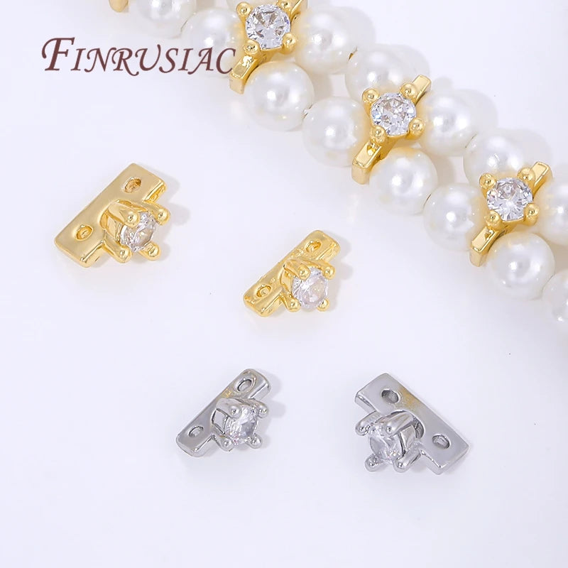 18K Gold Plated Brass Spacer Bars with Zircon | DIY Jewelry Jewelry Spacer Bars P3