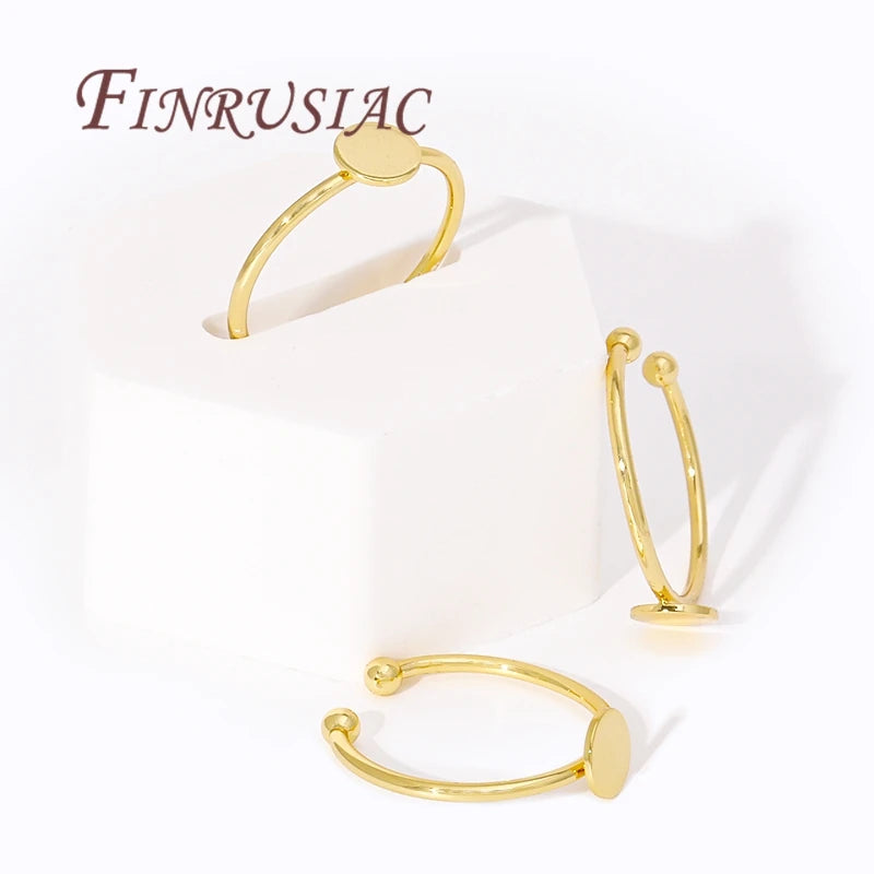 18K Gold Plated Adjustable Ring Blank Bezel – DIY Jewelry Ring Blank Settings P3