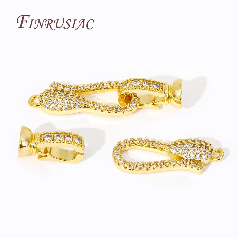 18K Gold Plated Zircon Connector Lock Clasp | DIY Jewelry Jewelry Clasp Finding P3