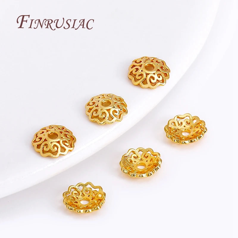 8mm 18K Gold Plated Filigree Flower Bead Caps | DIY Jewelry Jewelry Bead Caps P3