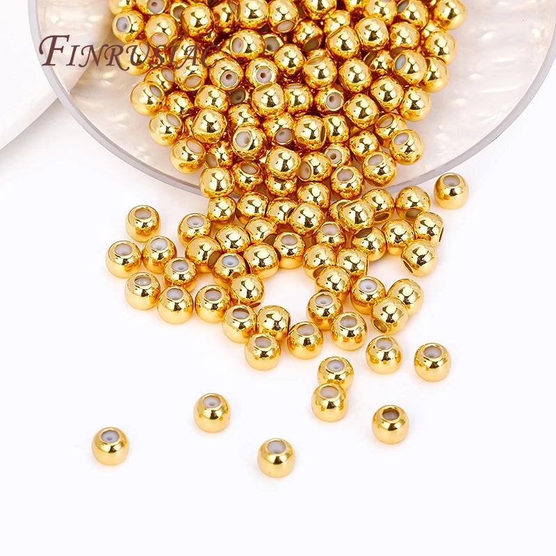 20pcs 18K Gold Plated Brass Rondelle Stopper Beads 3–8mm Silicone Jewelry Stopper Beads P3