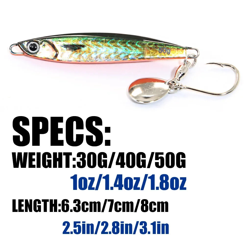 B&U 3D Metal Jig Spoon Lure 30g 40g 50g – Pike Trout Fishing Metal Jig Lure P3