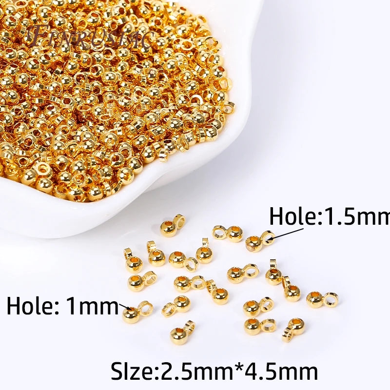 18K Gold Plated 2.5mm Pendant Bail Beads | DIY Jewelry Findings Jewelry Findings P3 18k Real Gold Plated 40 Pieces
