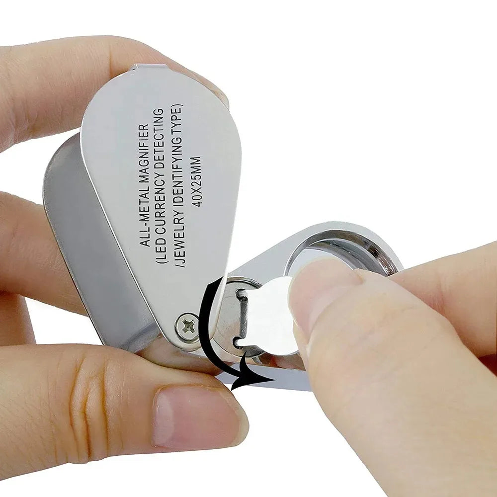 40X Jeweler Loupe with LED & UV Light | Optical Glass Magnifier Jeweler Loupe Magnifier P3