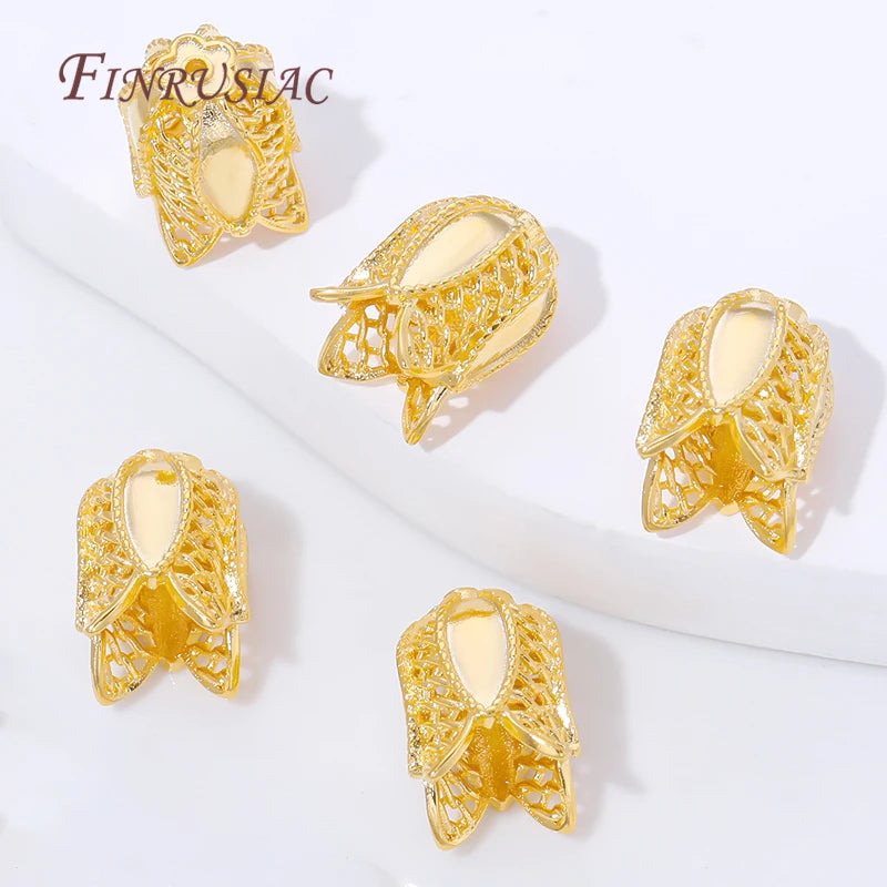 18K Gold Plated Filigree Tulip Bead Caps – DIY Jewelry Findings Jewelry Bead Caps P3
