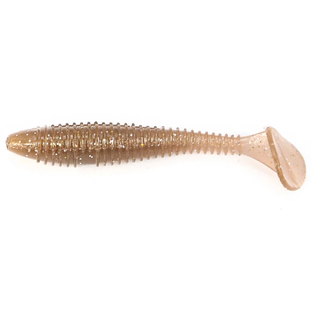 B&U Swing Impact FAT Soft Paddle Tail Bass Lure 55mm/70mm Soft Paddle Tail Lure P3 BROWN SILVER 10PCS-70mm-2.6g