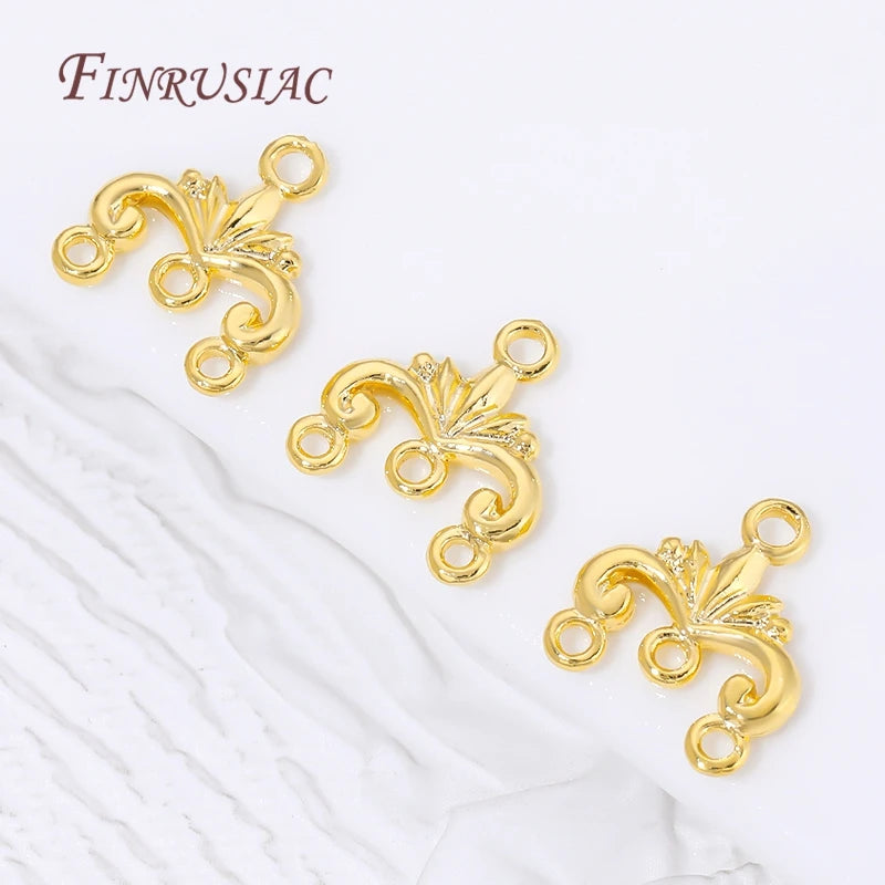 18K Gold Plated Baroque Floral Multi-Loop Jewelry Connectors Jewelry Connector Links P3