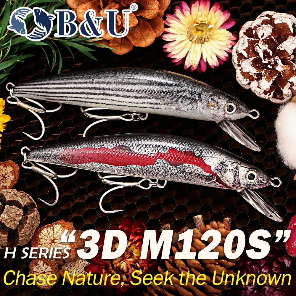 B&U 12cm Saltwater Sinking Minnow Jerkbait | BKK Hooks Saltwater Fishing Lure P3