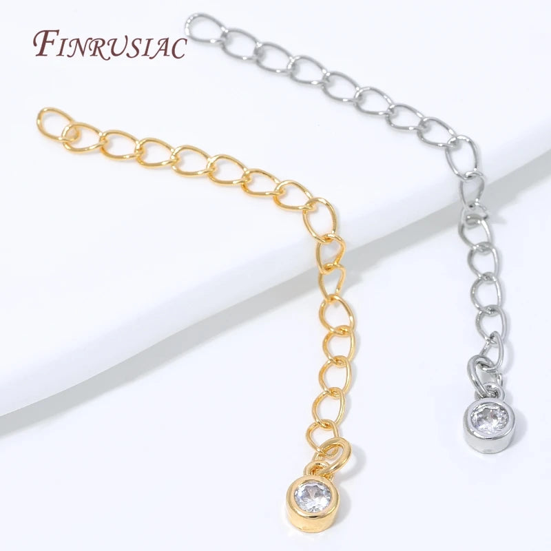 18K Gold Plated CZ Charm Chain Extender – Necklace & Bracelet Jewelry Chain Extender P3