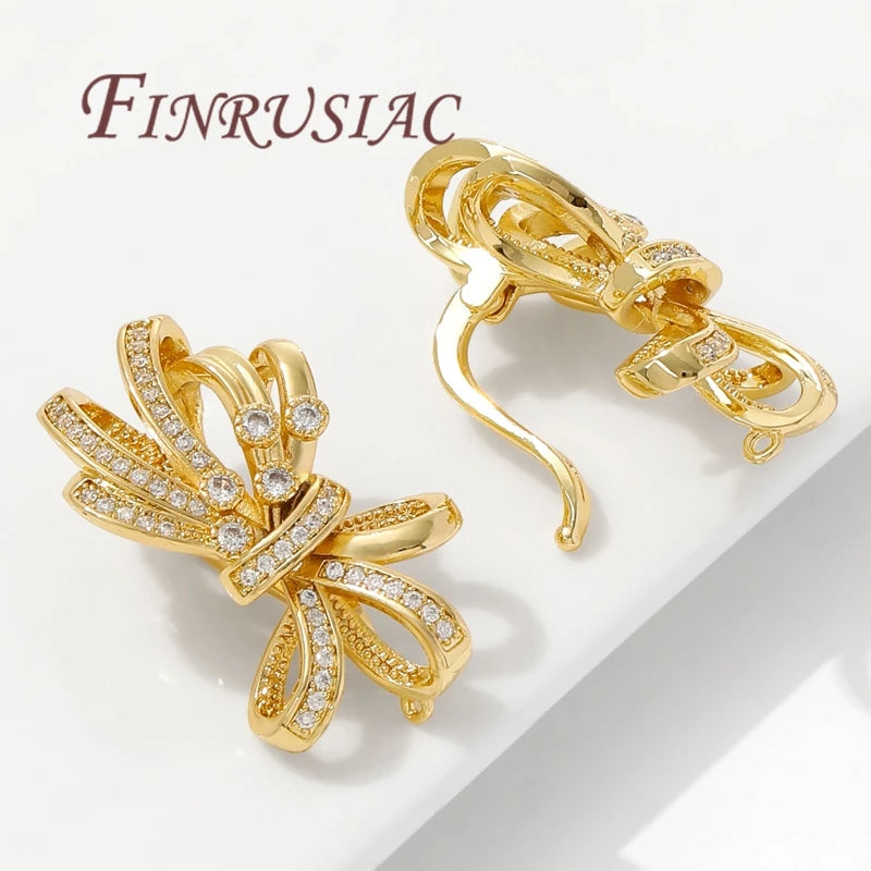 18K Gold Plated Pearl Necklace Clasp | Brass Zircon Connector Jewelry Clasp Connector P3