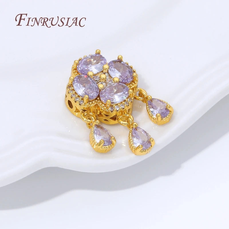 18K Gold Plated Purple Crystal Pendant – DIY Jewelry Making Jewelry Pendant Finding P3